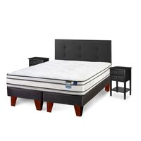 Cama Europea Flex 2 Plazas Innova + Respaldo + 2 Veladores