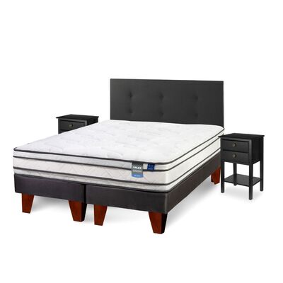 Cama Europea Flex 2 Plazas Innova + Respaldo + 2 Veladores