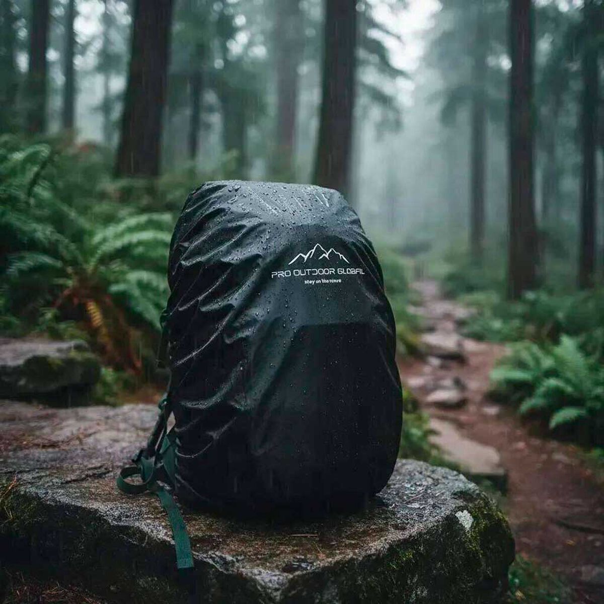 Cubre Mochila Contra Agua Impermeable Funda 45Lts Negra Pro Outdoor