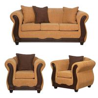 Juego de Living Black Factory Barcelona Sofá 3 Cuerpos + Dos Sillones 1 Cuerpo Oro