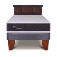 Cama Europea CIC 1,5 Plazas New Ortopedic + Respaldo Dublin Chocolate