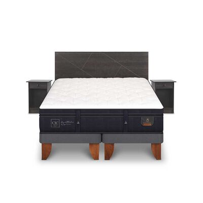 Imagen 1 del producto Cama Europea CIC Base Dividida 2 Plazas Súper Premium + Respaldo + 2 Veladores Villarrica