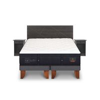 Cama Europea CIC Base Dividida 2 Plazas Súper Premium + Respaldo + 2 Veladores Villarrica