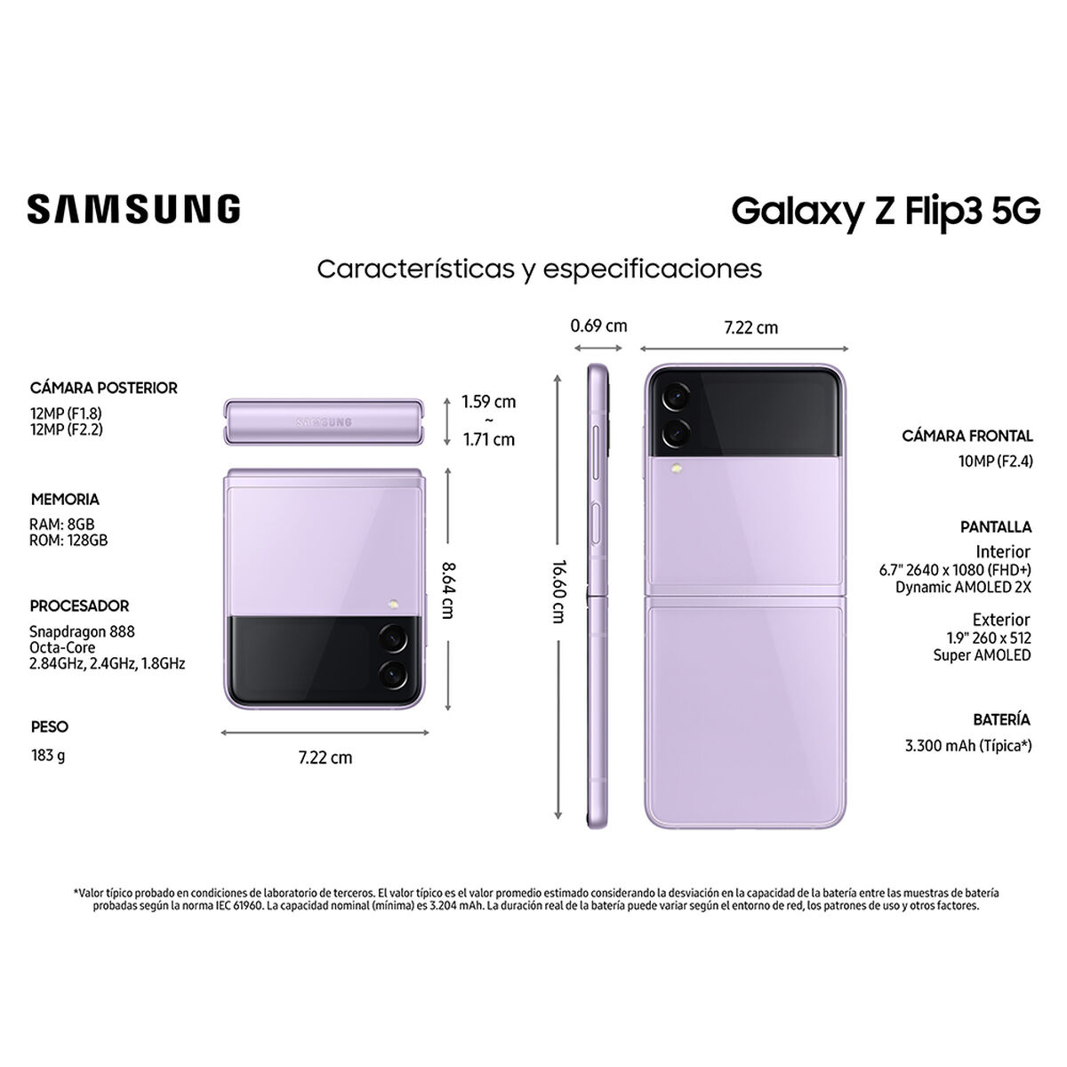 Celular Samsung Galaxy Z Flip3 5G 128GB Lavender