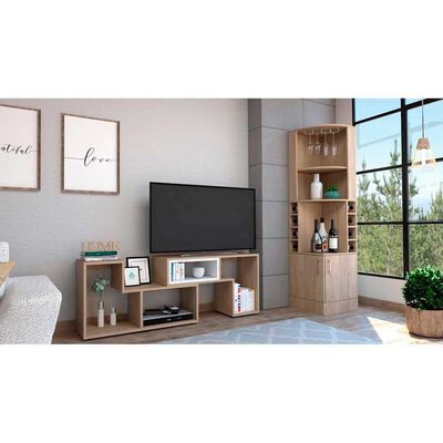 TUHOME Combo Bar Esquinero + Rack TV40 Extensible TuHome Beijing Rovere Blanco