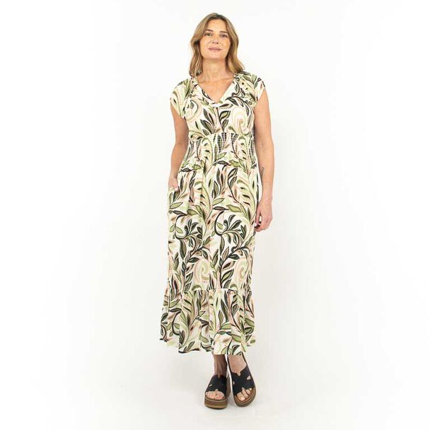 Vestido Maxi Estampado Manga Corta Mujer Portman Club