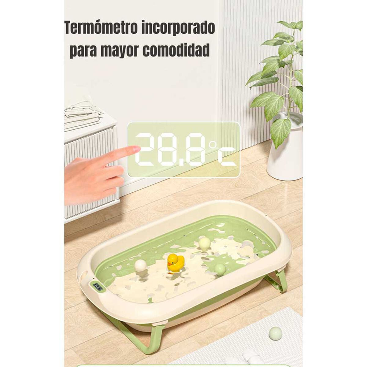 Bañera con Termómetro Cojín Premium Rosada LuBabycas
