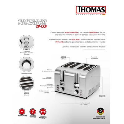 Imagen 2 del producto Tostador de Pan Thomas TH-133i