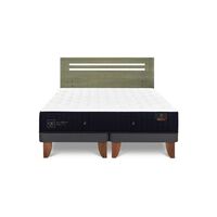 Cama Europea CIC Base Dividida 2 Plazas Premium + Respaldo Munich Olivo