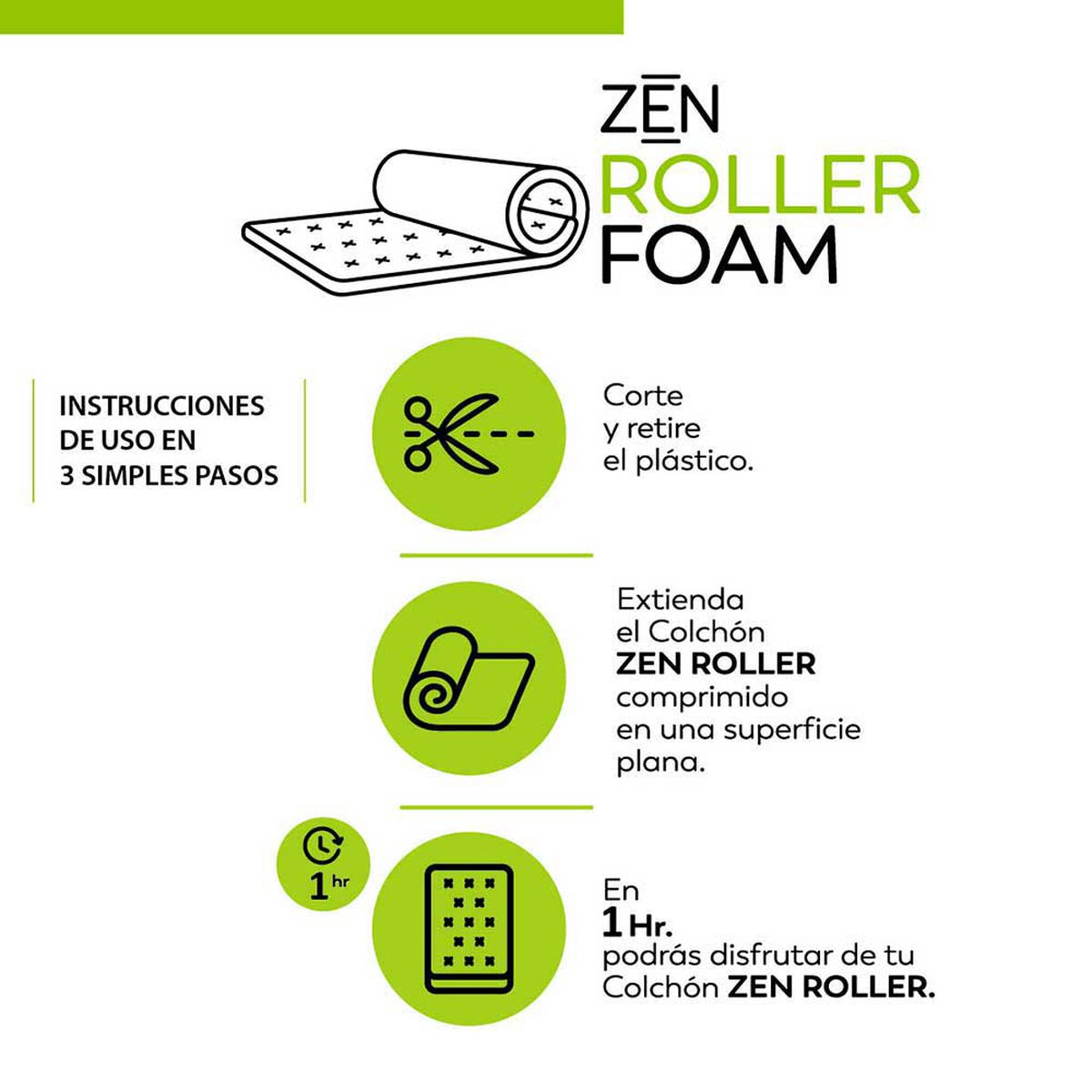 Cama Europea Latam Home 2 Plazas Zen Roller Verde