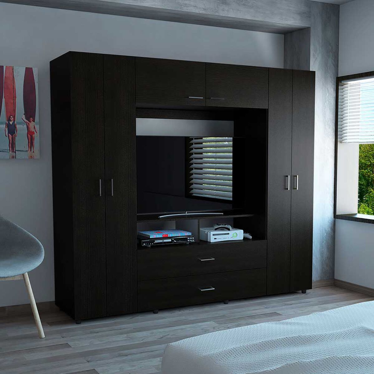 Closet Tuhome Z-200 6 Puertas 2 Cajones Wengue