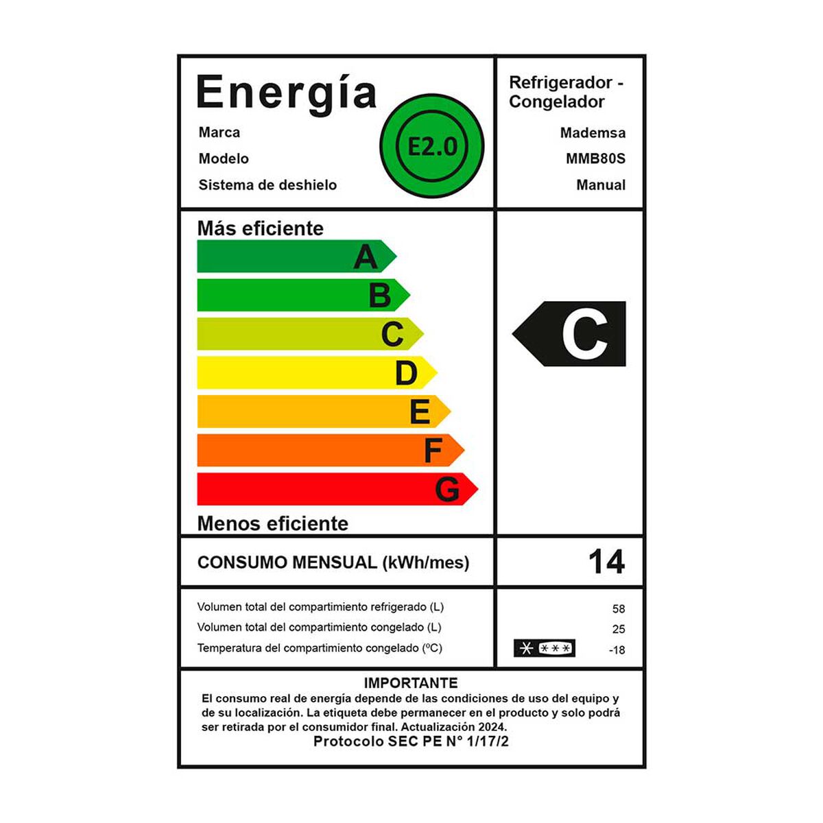 Refrigerador Fr&iacute;o Directo Mademsa MMB80S 83 lts. Plata
