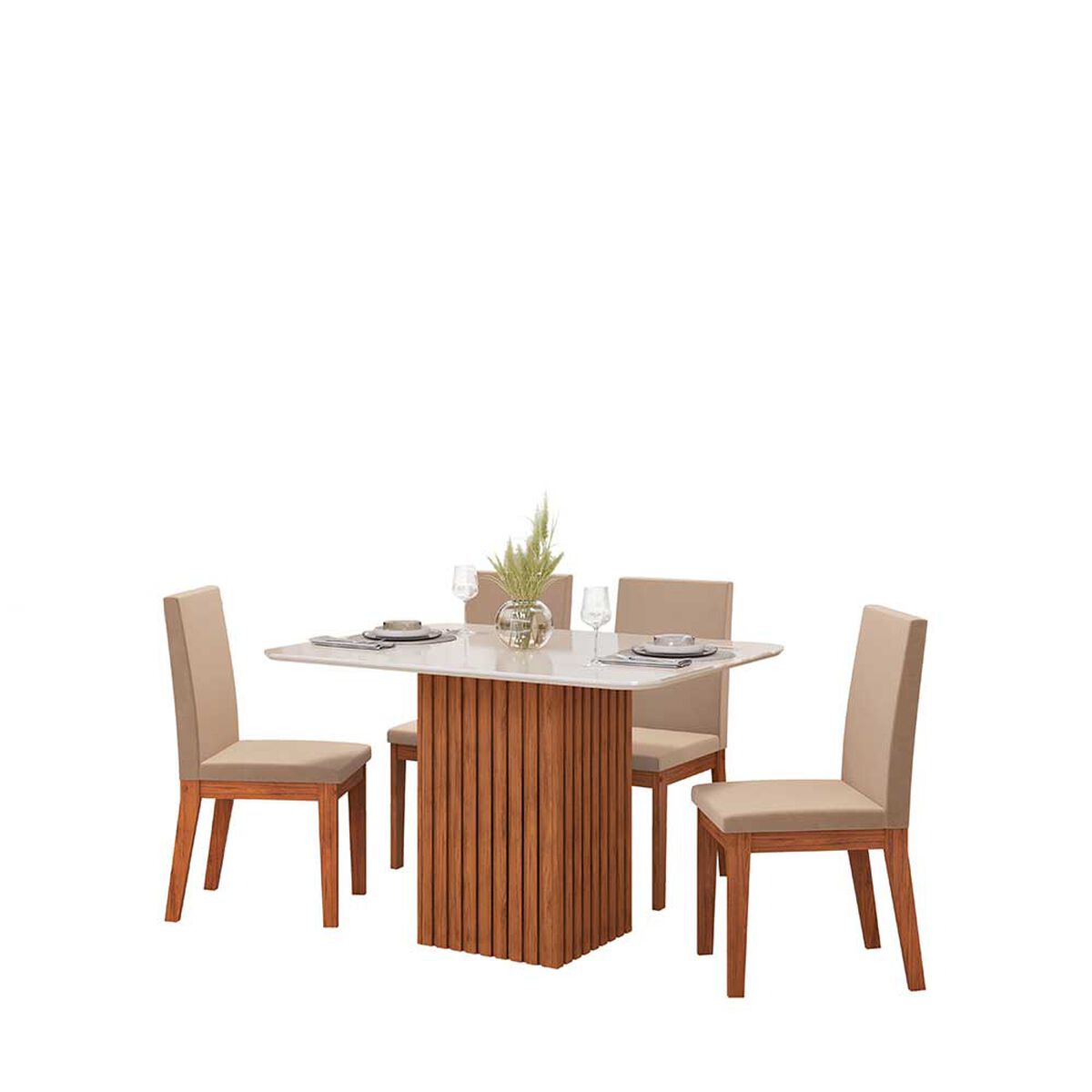 Juego de Comedor Vekkahome Canes 4 Sillas Caf&eacute;