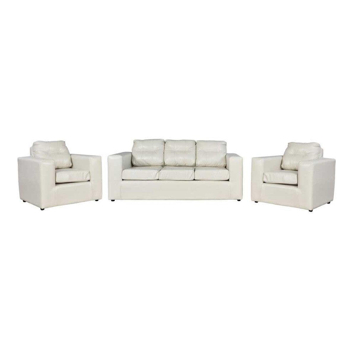 Juego de Living Kea Nize PU Sofá 3 Cuerpos + Dos Sillones 1 Cuerpo Beige