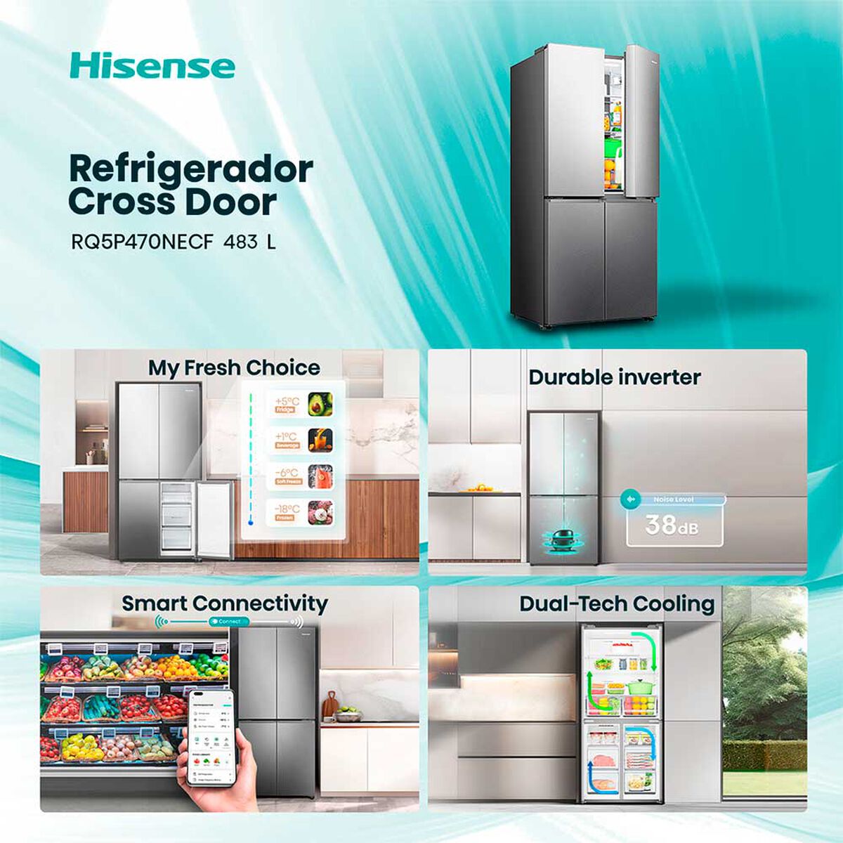 Refrigerador French Door Hisense RQ5P470NECF 483 L