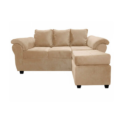 Sof&aacute; Muebles MPR Ezeiza 3 Cuerpos + 1 Pouf Felpa Beige