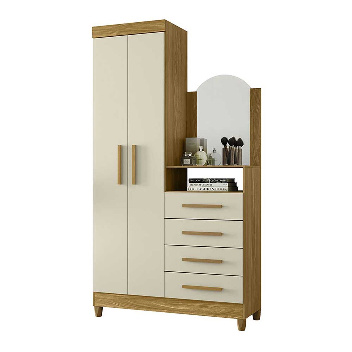 Cómoda Vekkahome Capri 4 Cajones 2 Puertas Beige Café