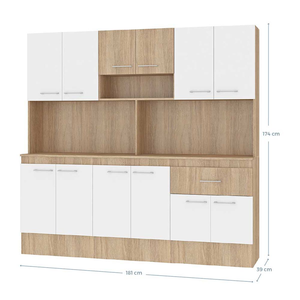 Mueble de Cocina Vekkahome Buck 1 Cajón 12 Puertas Café