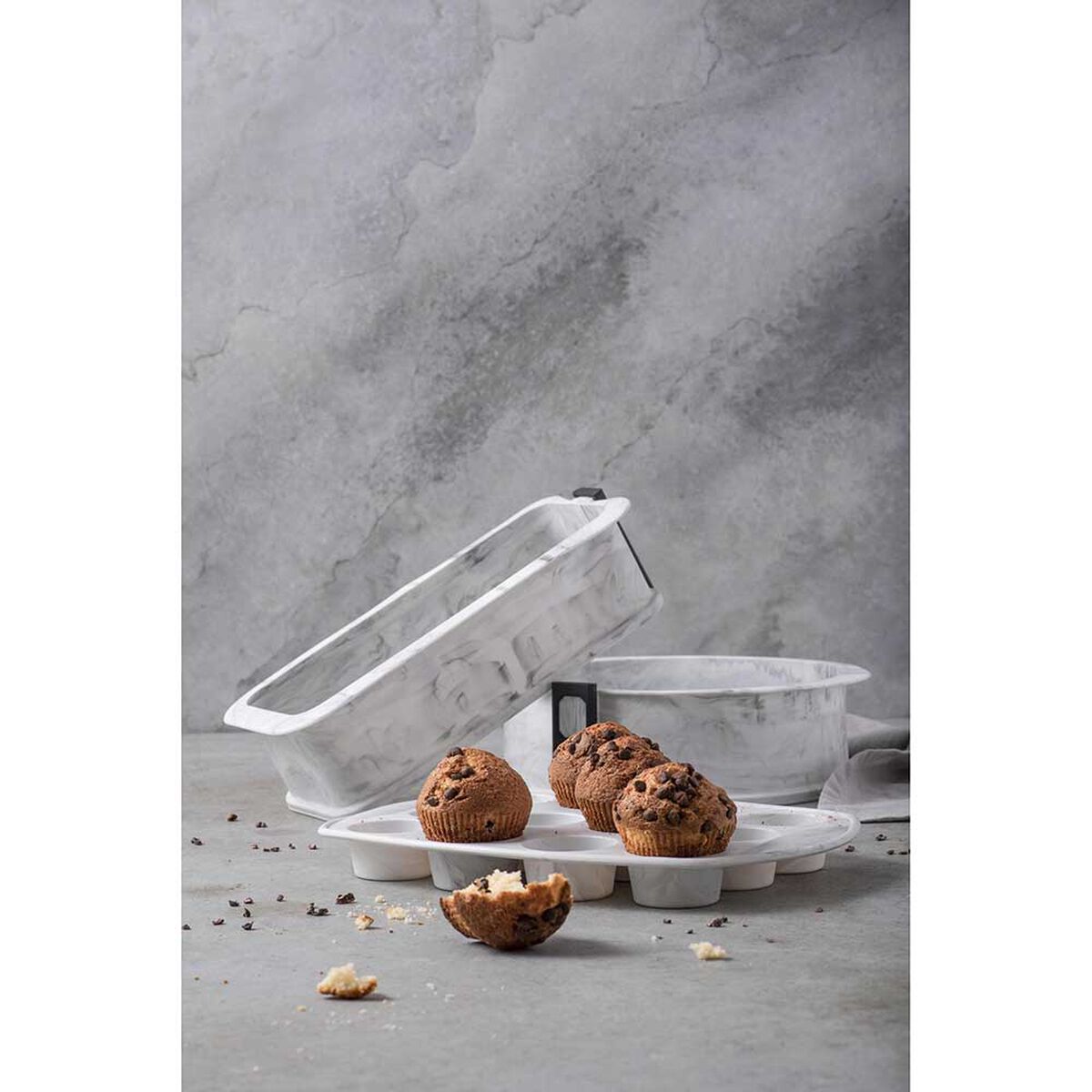 Molde Silicona Redondo Desmontable Kitchenware Marble Blanco 24 cm