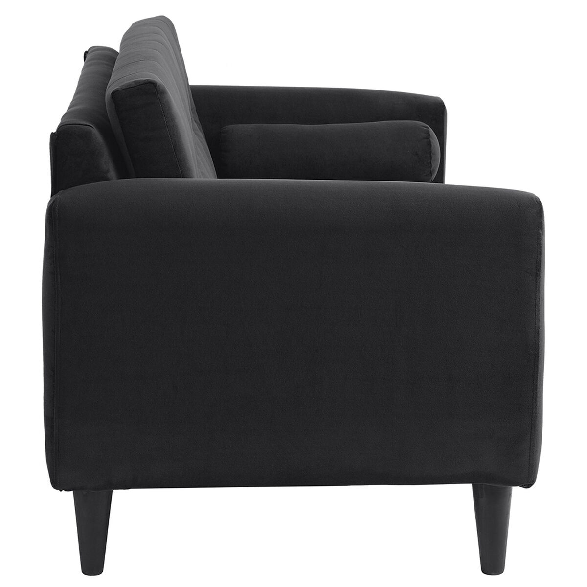 Sofá Felpa Bodevir Retro 3 Cuerpos Negro