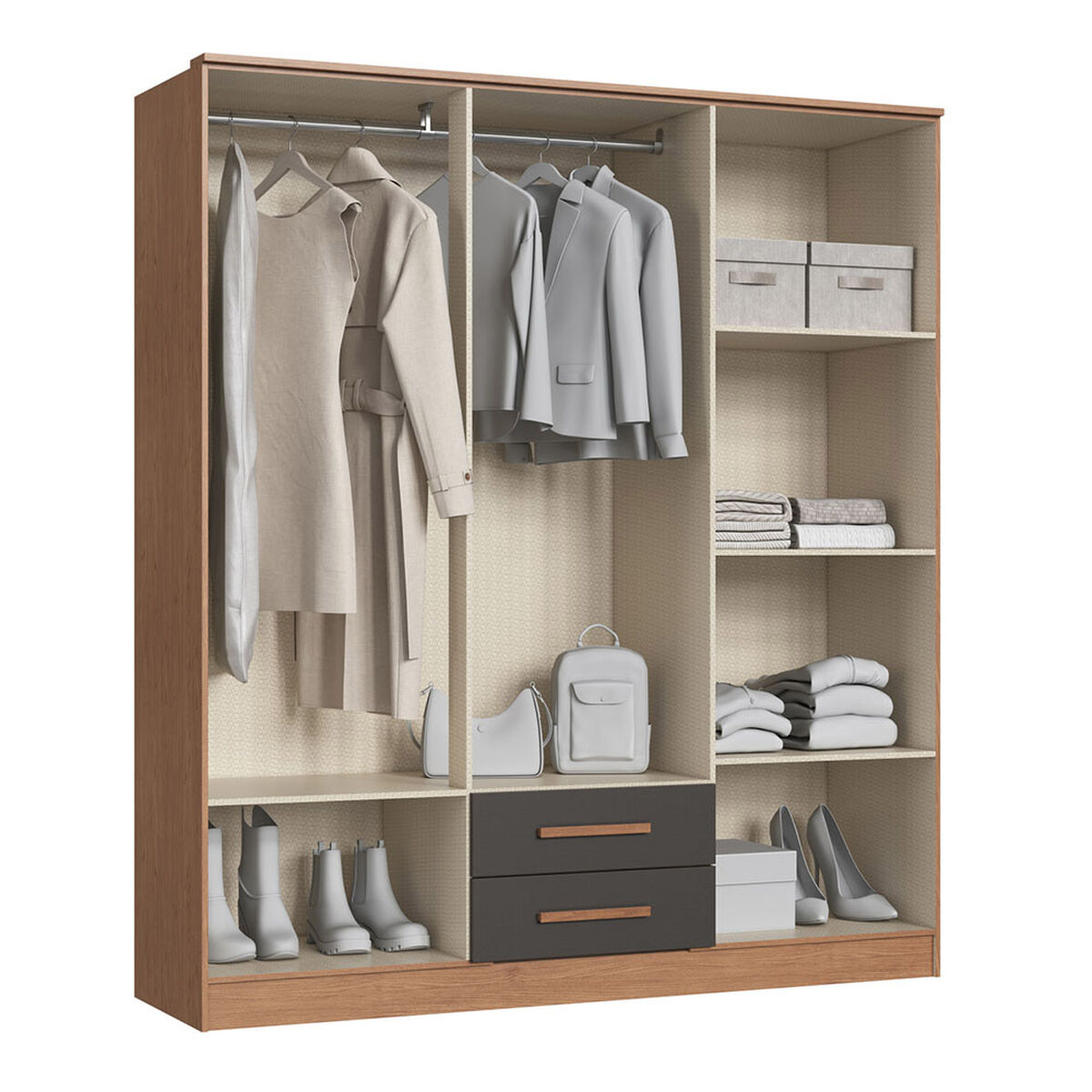 Closet Vekkahome Americano 6 Puertas 2 Cajones Grafito