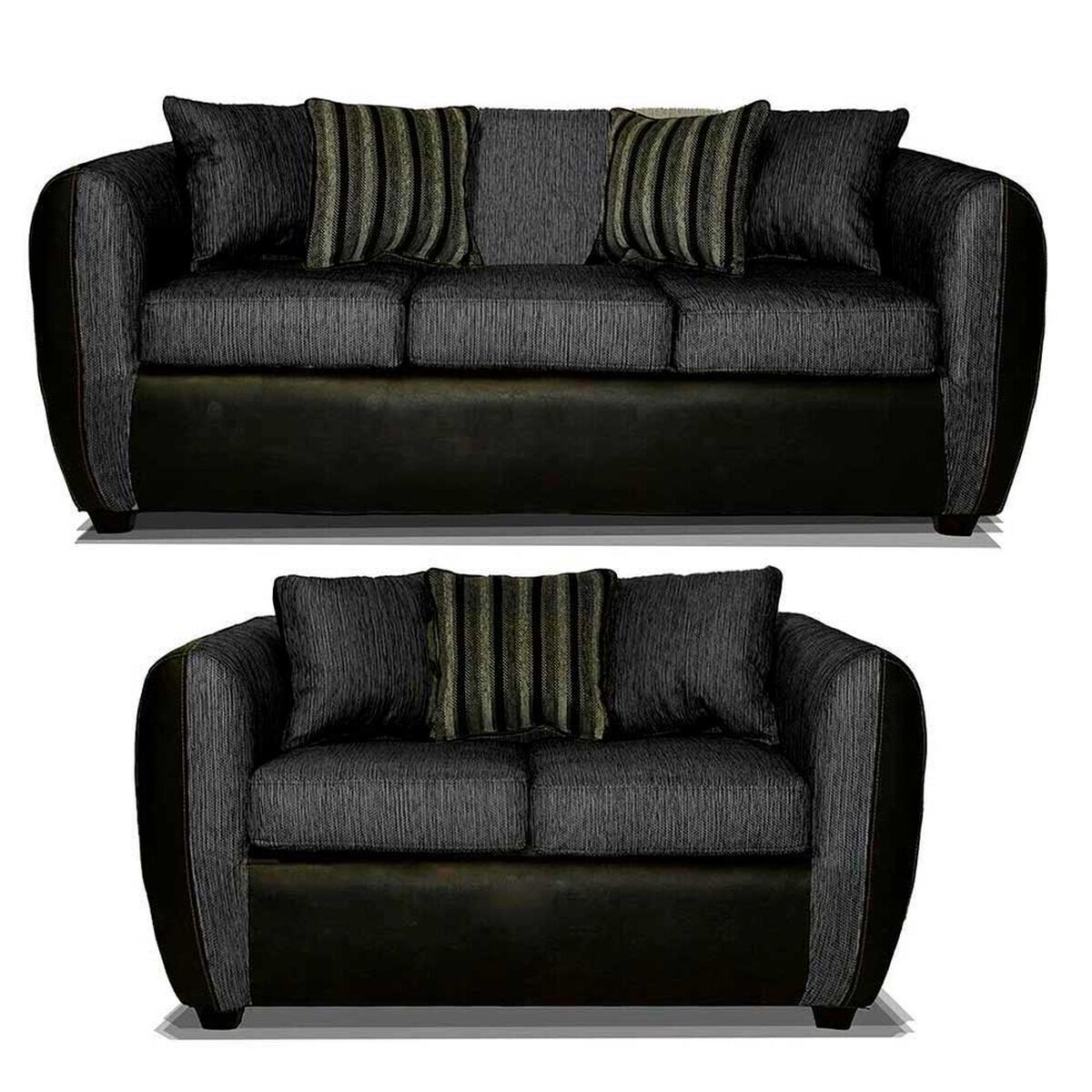 Juego de Living Elegant Detail Oklahoma Sof&aacute; 3 Cuerpos + Sof&aacute; 2 Cuerpos Gris Oscuro