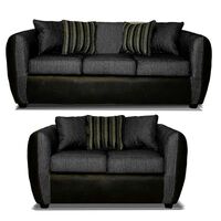 Juego de Living Elegant Detail Oklahoma Sofá 3 Cuerpos + Sofá 2 Cuerpos Gris Oscuro