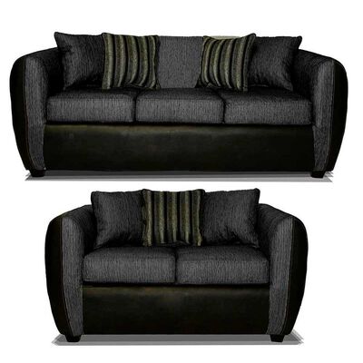 Imagen 1 del producto Juego de Living Elegant Detail Oklahoma Sofá 3 Cuerpos + Sofá 2 Cuerpos Gris Oscuro