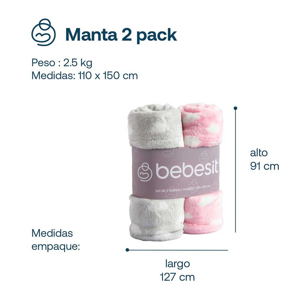 Pack 2 Mantas Rosado Bebesit