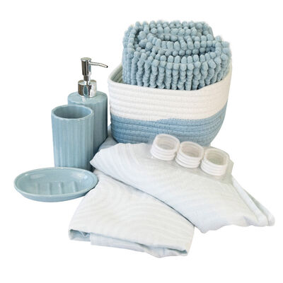 Set de Ba&ntilde;o Doral Lucia 18 Piezas Aqua Marina