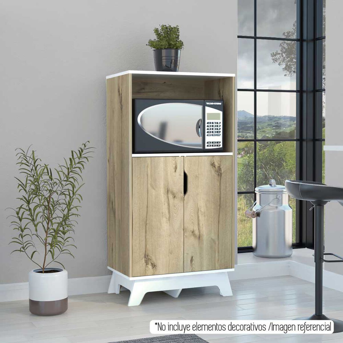 Mueble para Microondas TuHome Bi Color Duna Blanco 2 Puertas