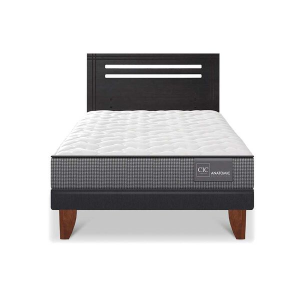 Cama Europea CIC 1,5 Plazas Anatomic + Respaldo Munich Negro