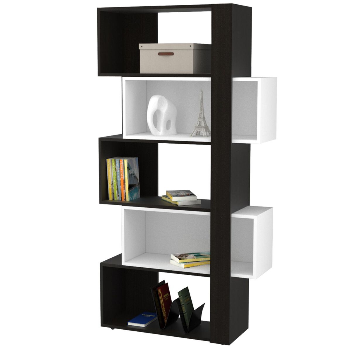 Combo Biblioteca Cubo + Separador de Ambientes TuHome Beijing Wengue/Blanco