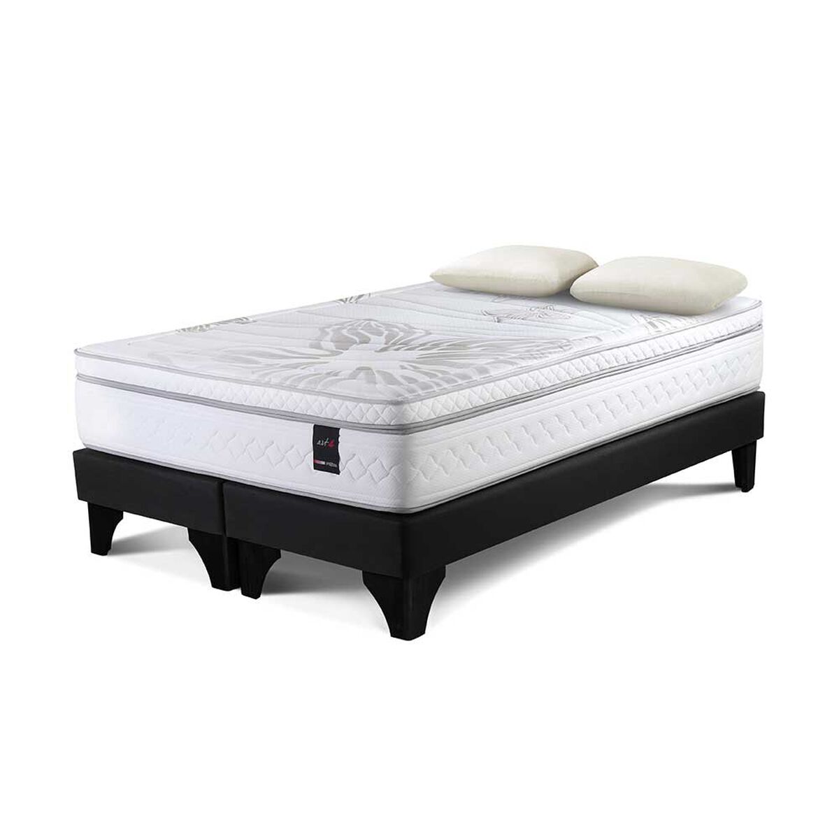 Cama Europea Rosen Base Dividida 2 Plazas  Art 4 + 2 Almohadas