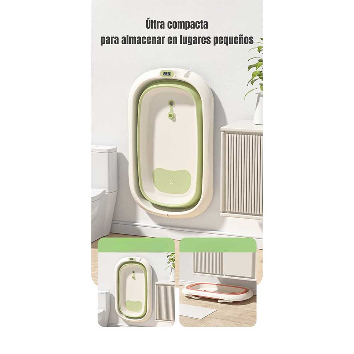 Bañera con Termómetro Cojín Premium Rosada LuBabycas