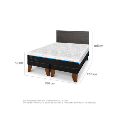 Imagen 2 del producto Cama Europea CIC Green Infinity King + 1 Respaldo Villarrica Gris