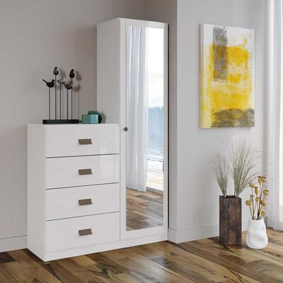 Cómoda Onessta Estilo 4 Cajones 1 Puerta Blanco