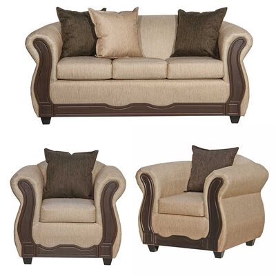 Juego de Living Black Factory Serrana Sofá 3 Cuerpos + Dos Sillones 1 Cuerpo Beige