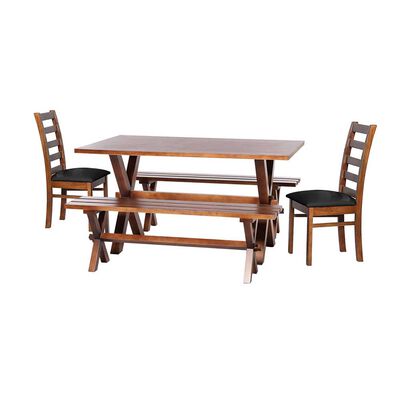 Imagen 1 del producto Juego de Comedor Latam Home Sevilla Burgos 2 Sillas + 2 Bancas PU Negro
