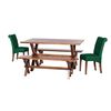 Juego de Comedor Latam Home Sevilla Oviedo 2 Sillas + 2 Bancas Velvet Verde