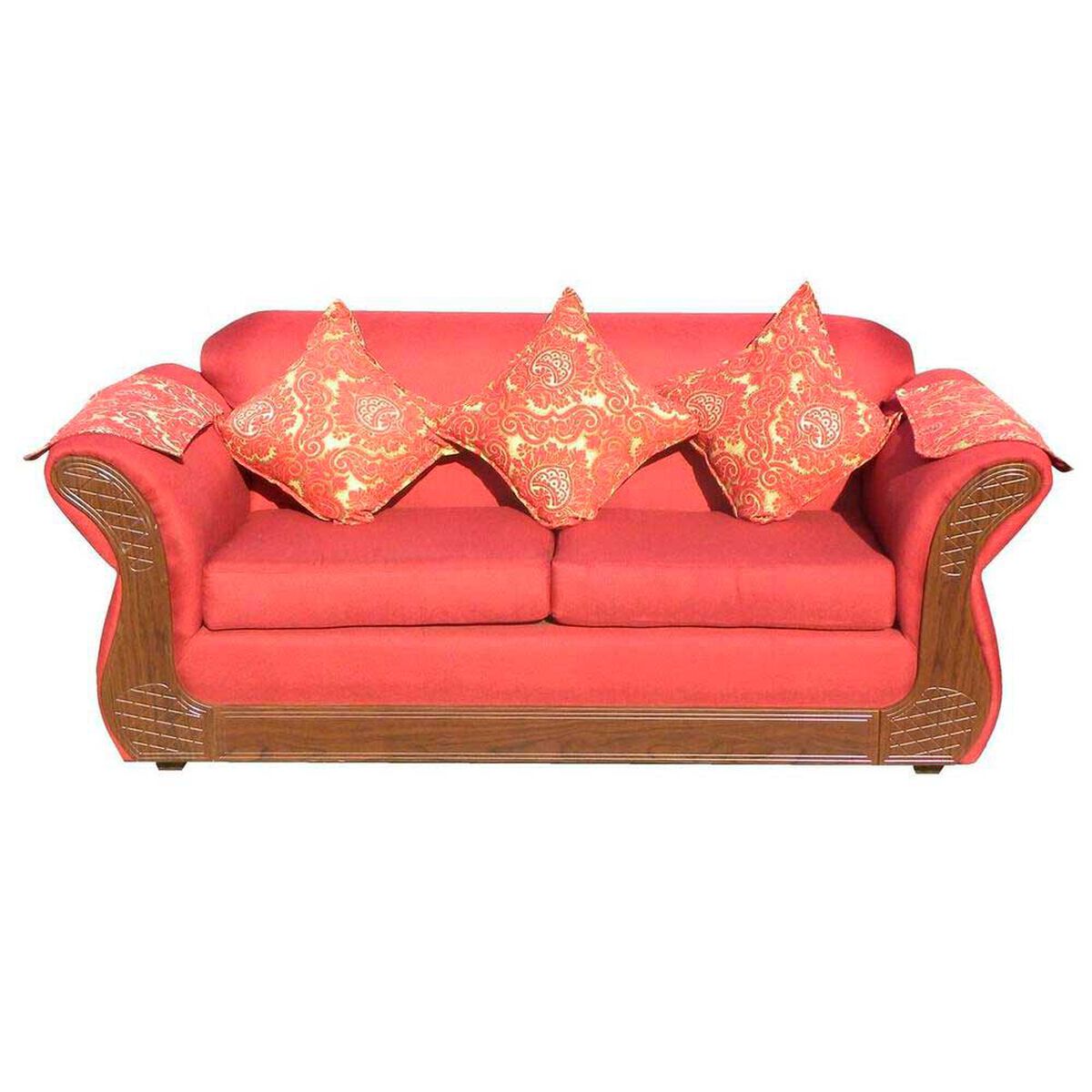 Juego de Living Almore Irlanda Sof&aacute; 2 Cuerpos + Dos Sillones 1 Cuerpo Rojo