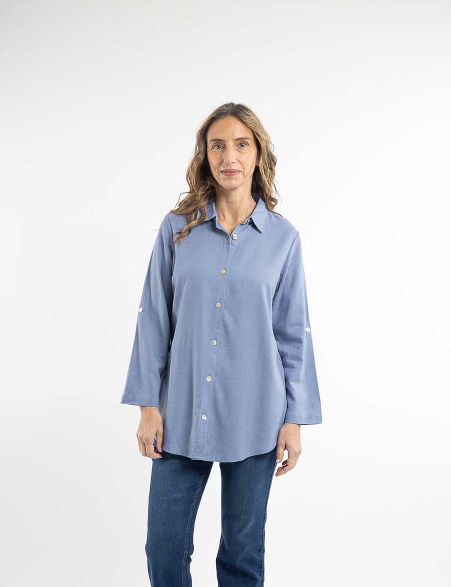 Blusa Lino Manga Larga Mujer Portman Club