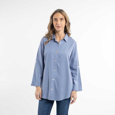 Blusa Lino Manga Larga Mujer Portman Club