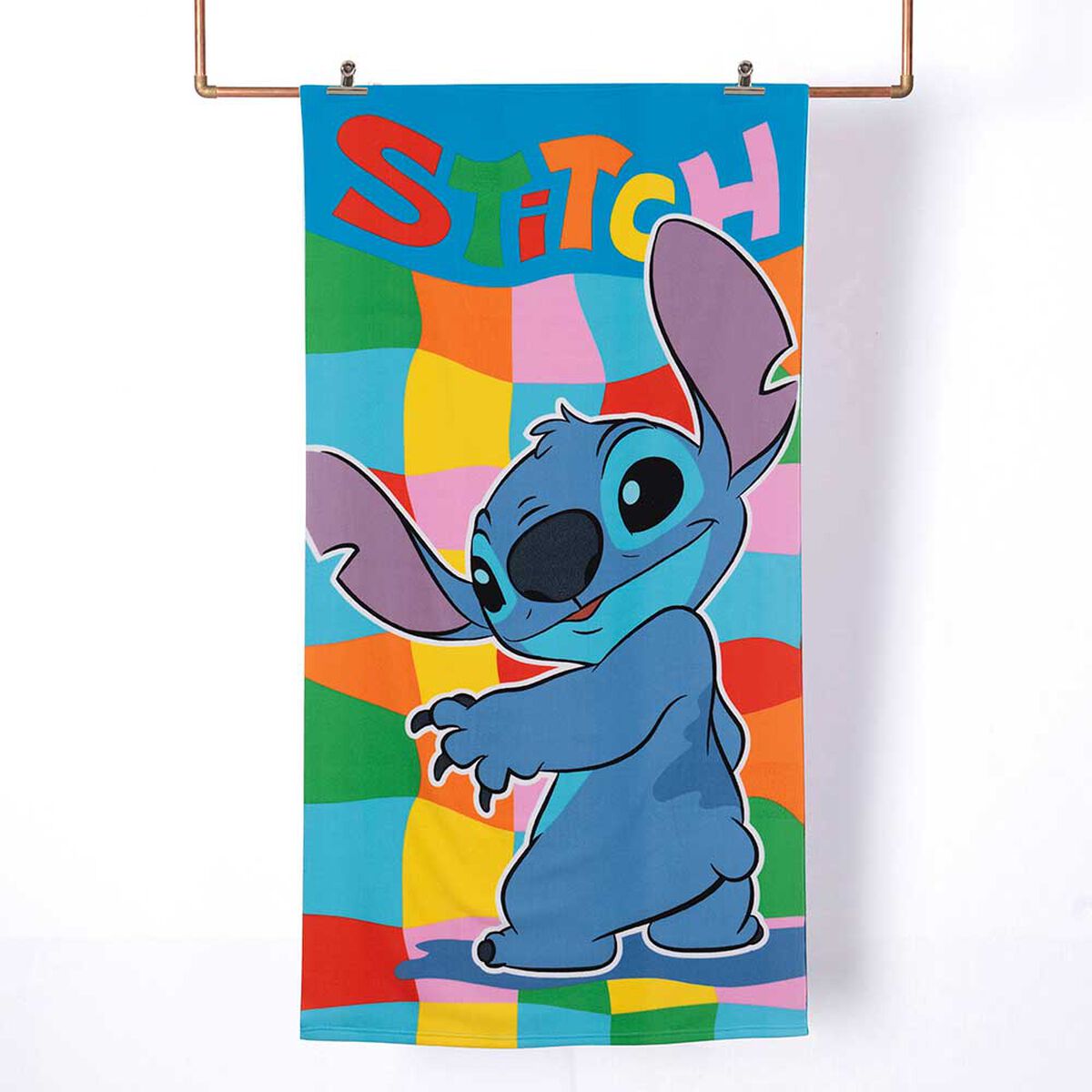 Toalla de Playa Infantil + Lente de Agua Disney Groovy Stitch 70 x 140 cm