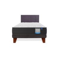 Cama Europea Europedic Dual 1,5 Plazas + Respaldo Royal Grafito