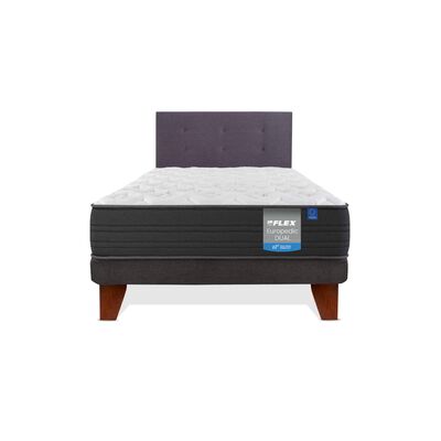 Imagen 1 del producto Cama Europea Europedic Dual 1,5 Plazas + Respaldo Royal Grafito