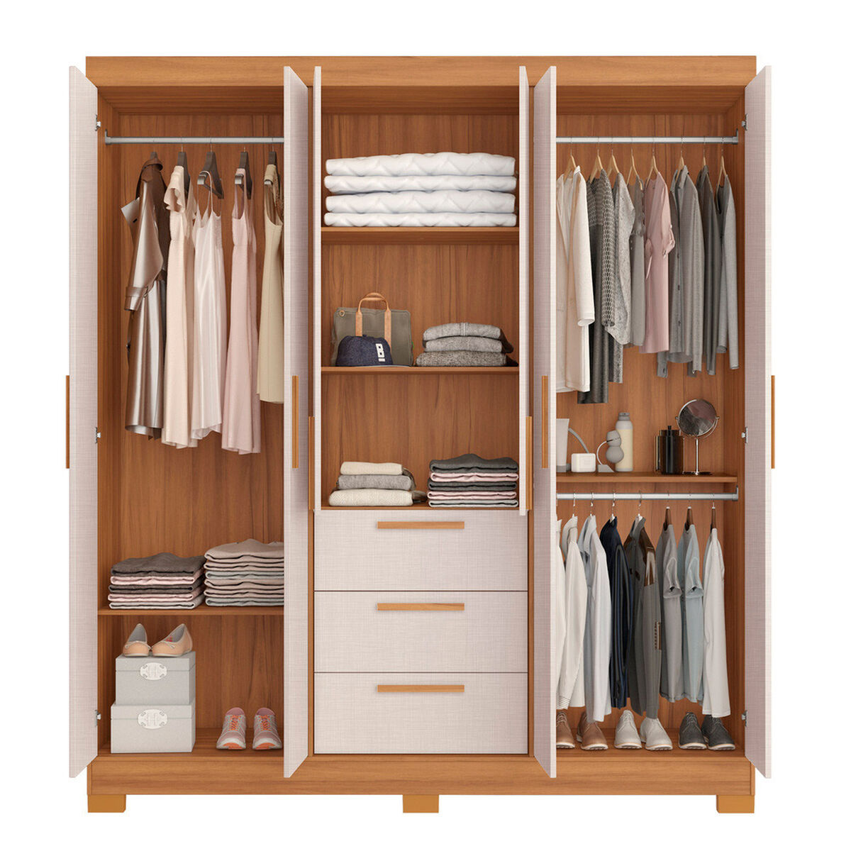 Closet Home Mobili Mara 6 Puertas 3 Cajones Beige