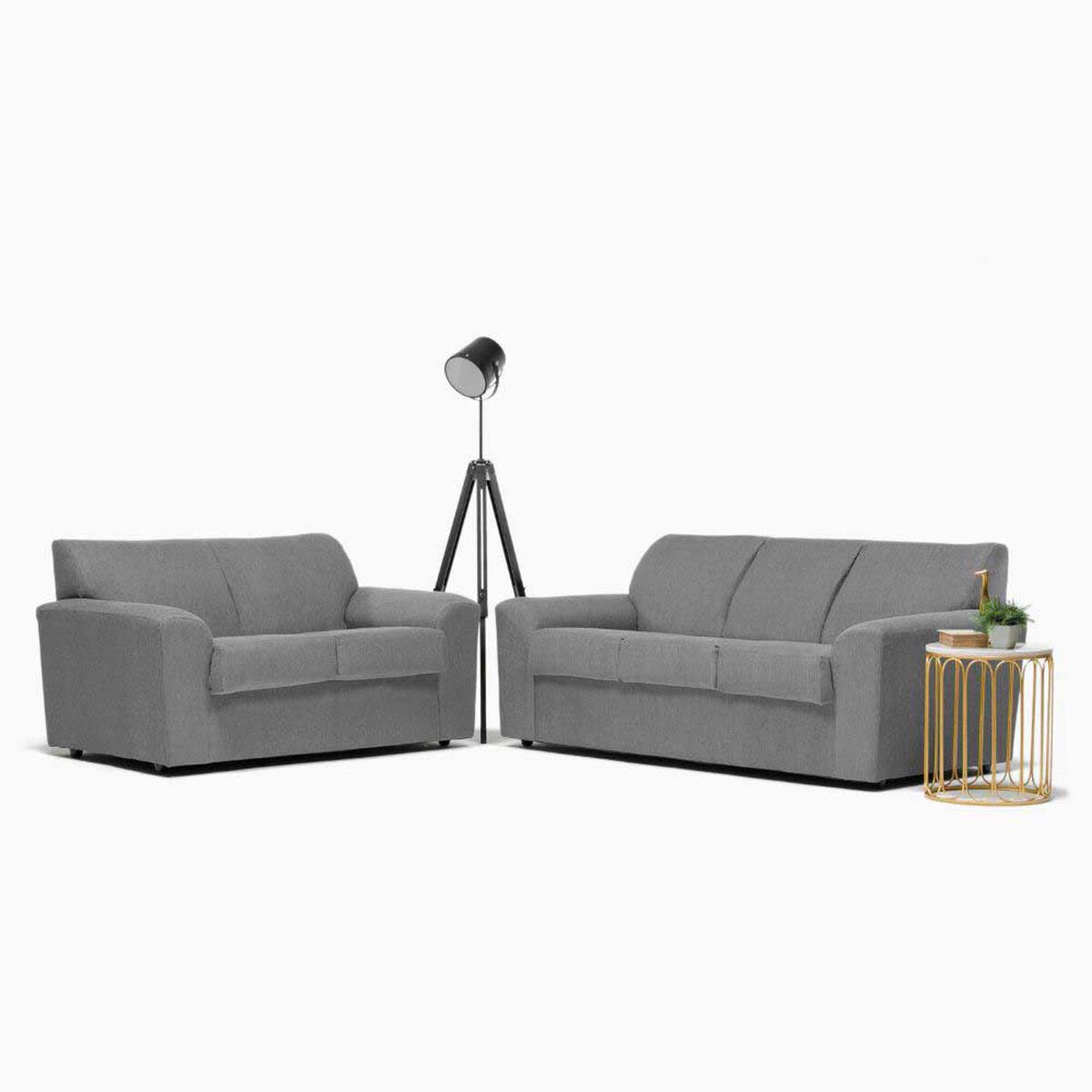 Juego de Living Cabsur Milan Sofá 3 Cuerpos + Sofá 2 Cuerpos Chenille Gris