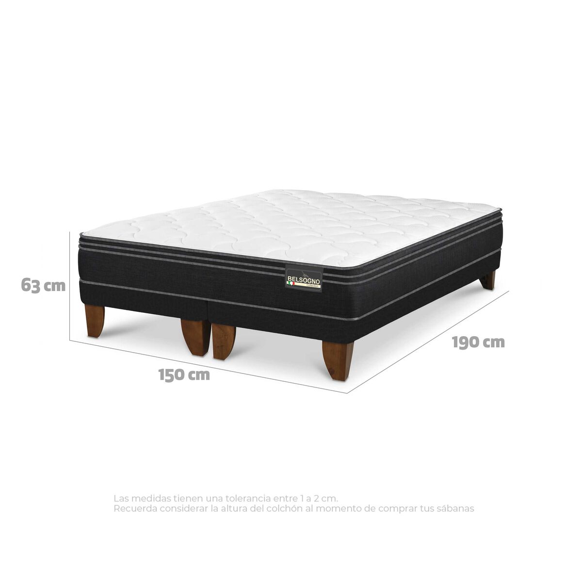 Cama Europea Belsogno Base Dividida 2 Plazas Premium