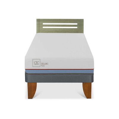Cama Europea CIC 1,5 Plazas Excellence Plus + Respaldo Munich Olivo